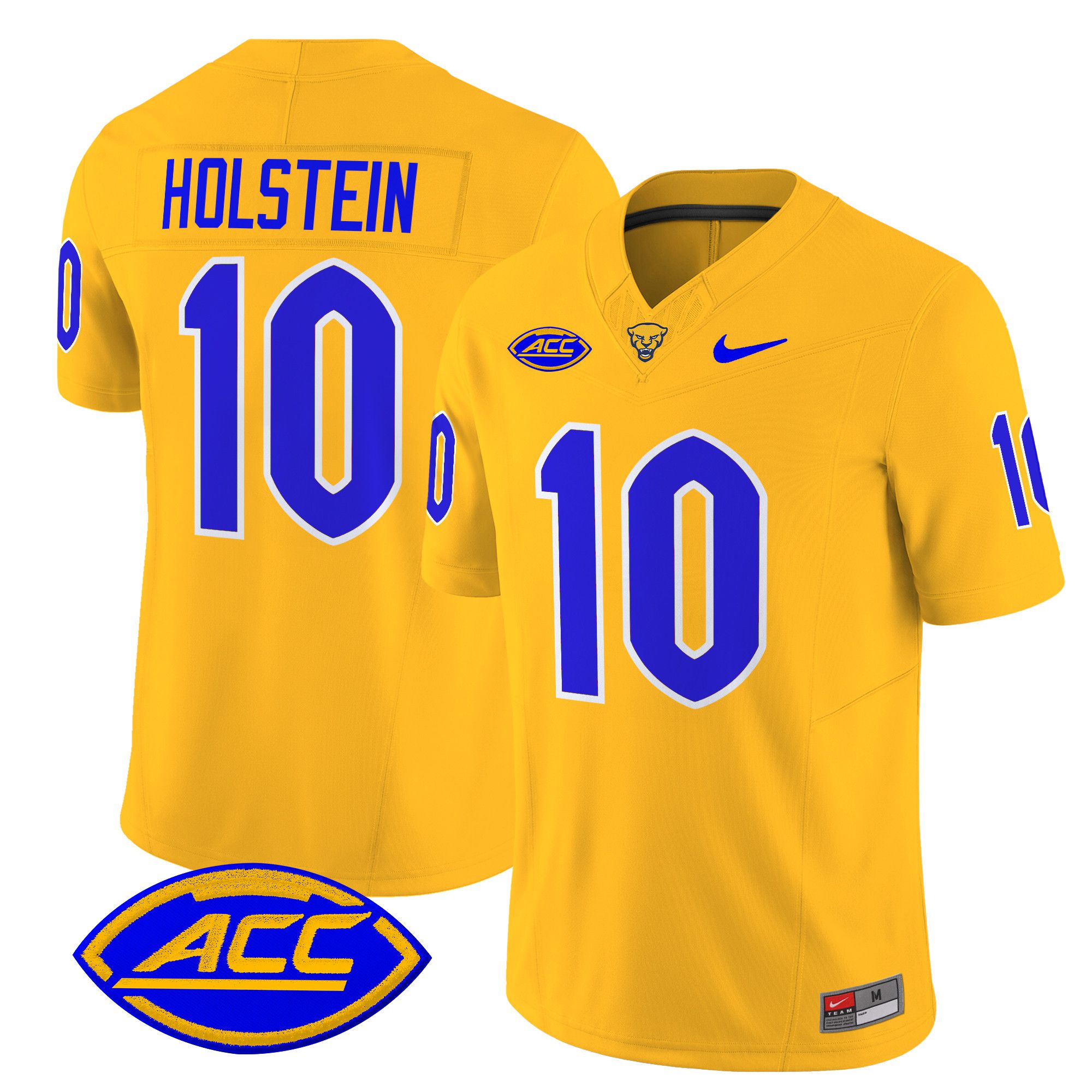 Men Pittsburgh Panthers #10 Holstein Yellow Nike 2024 Vapor Limited NCAA Jersey